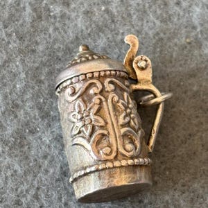 Vintage Sterling Silver 925 Charm Pendant. Opening Beer Tankard / Stein with Detailing. Tankard Opens.
