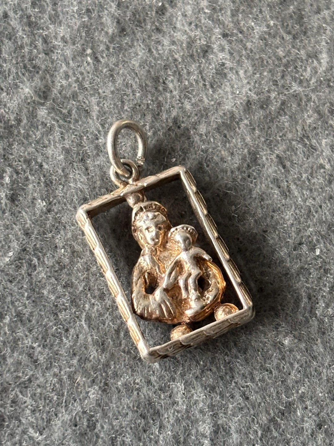 Vintage Sterling Silver Madonna and Child Medallion Charm Pendant 925 ...