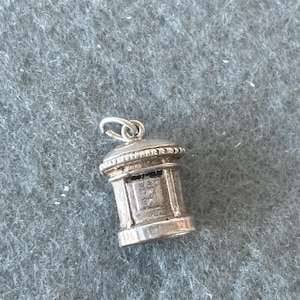 Vintage Sterling Silver 925 Charm Pendant. Post Box, Royal Mail, Postman, USPS.
