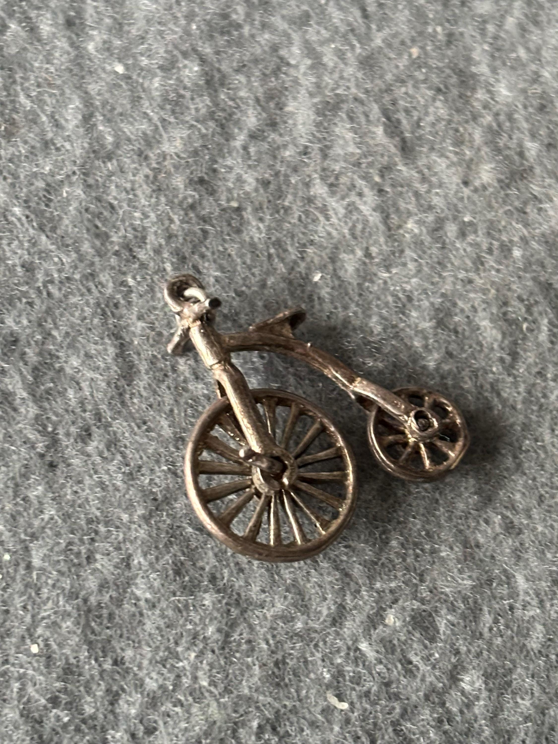 Charme Argent Sterling Vintage Vélo - Poids 1,2g - Environ 2,3cm - Guidon Cassé Style