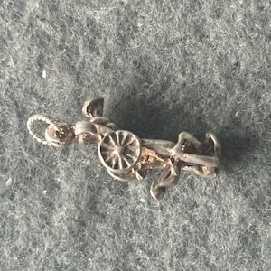 Vintage Sterling Silver 925 Charm Pendant. Oriental Rickshaw Man and Cart.