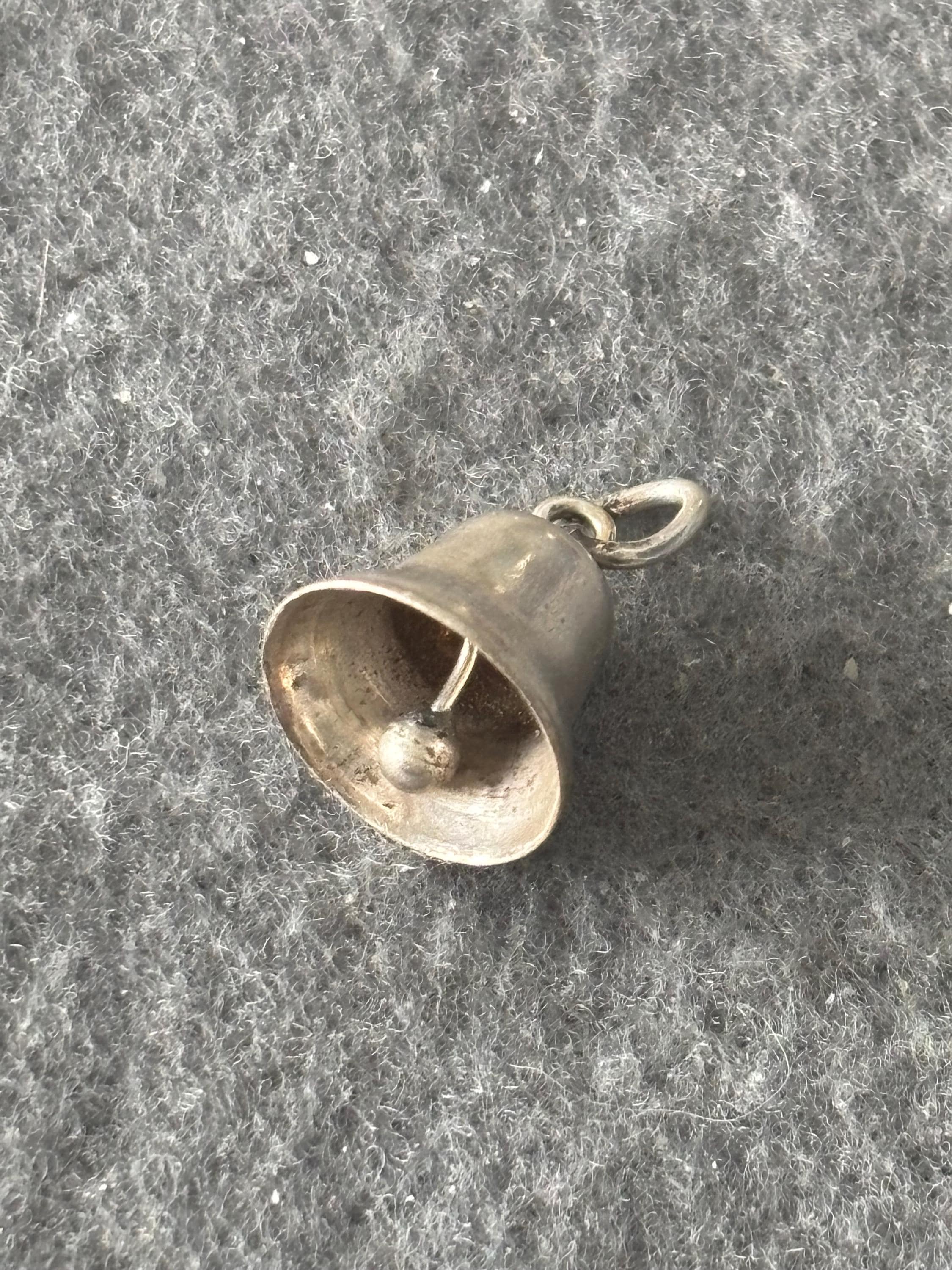Vintage Sterling Silver 925 Charm Pendant. Articulated / Mechanical Small Tinkling Bell.