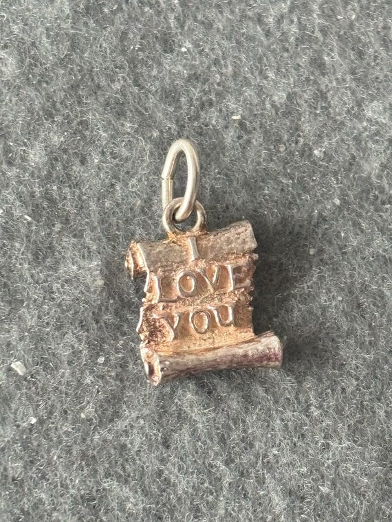 I LOVE YOU Word Charm Antiqued Sterling Silver I LOVE YOU Word Charm Antiqued Sterling Silver