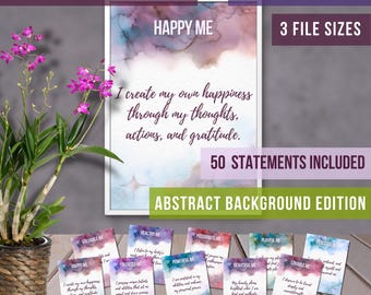 50 Motivational Affirmation Cards: Printable Inspirational Decor (Digital Download)