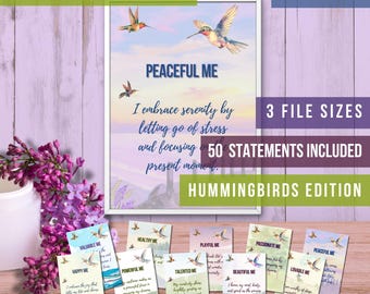 Hummingbird Affirmation Cards: Inspirational Printable Art (Digital Download)