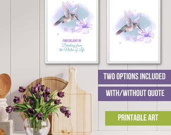 Hummingbird Fantasy Art Print: Inspirational Wall Decor (Digital Download)