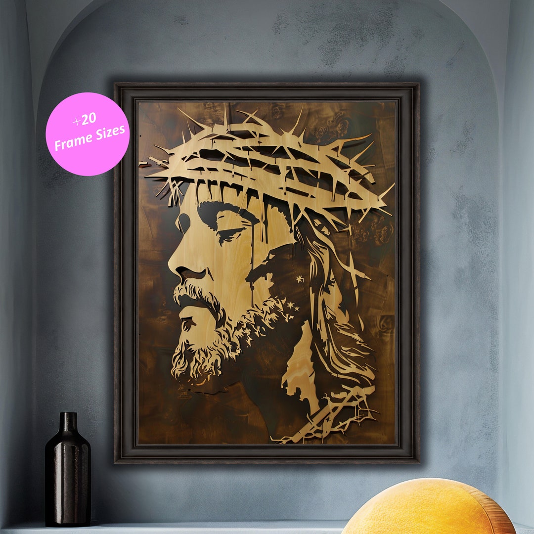 Jesus Christ By Nito - Mirror Framed Print Wall Art - Dark Brown