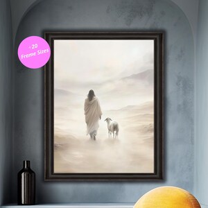 Jesus and Lamb Christian Art Print: Biblical Home Decor (Digital Download)