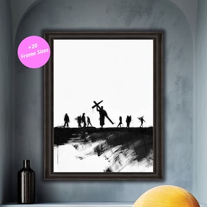 Jesus Carries His Cross Digital Art Print - Christian Wall Decor, Religious Home Decor, Digital Download