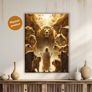Daniel in Lion&#39;s Den Canvas Wall Art: Christian Home Decor