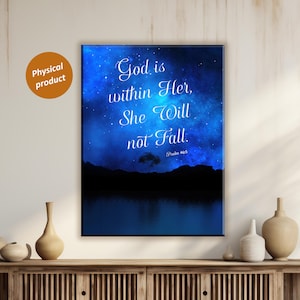 God is Within Her, She Will Not Fall, Psalm 46:5, Wall Decor, Inspirational Quote, Christian Scripture, Home Decor, Christian Gift For Her