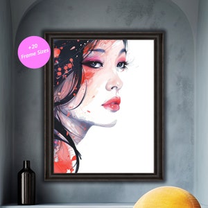 Woman Face, Feminine Portrait Wall Print, Abstract Female Art, Contemporary Decor, Digital Download