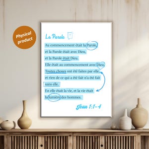 Affiche Biblique Jean 1:1 – Art Chrétien Numérique à Télécharger, Verset “Au Commencement Était la Parole”, Décoration Murale Minimaliste