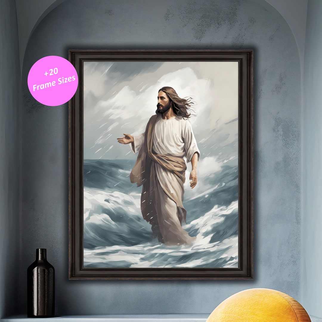 Jesus Water Art Print - Inspirational Christian Wall Decor, Bible Verse ...
