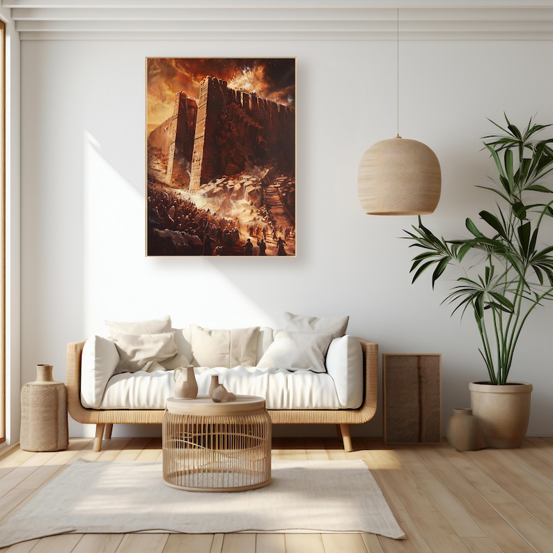 Jericho Walls Crumble Print, Biblical Wall Art, Bible Story Art