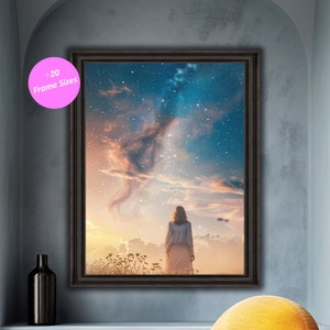 Dreamy Starry Night Sky Art: Surreal Cosmic Landscape (Digital Download)