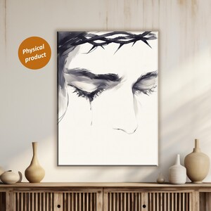 Jesus in Tears Canvas Wall Art: Christian Home Decor