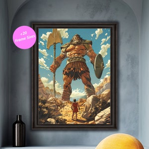 David and Goliath Art Print: Christian Biblical Wall Decor (Digital Print)