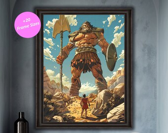 David and Goliath Art Print: Christian Biblical Wall Decor (Digital Print)