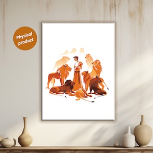 Daniel in the Lions&#39; Den Art Christian Bible Art Modern Bible Verse Wall Art Daniel 6 King Darius and Daniel Bible Story Poster