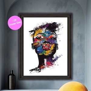 Abstract Female Portrait Art Print: Modern Colorful Illustration (Digital Download)