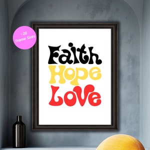Faith Hope Love Retro Print: Motivational Typography Art (Digital Download)