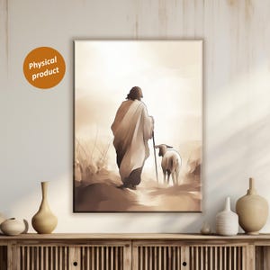 Jesus and Lamb Canvas Painting: Good Shepherd Wall Decor