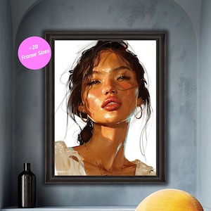 Digital Art Print of Woman Portrait, Modern Wall Art, Printable Fashion Illustration, Contemporary Home Decor, Stylish Room Aesthetic