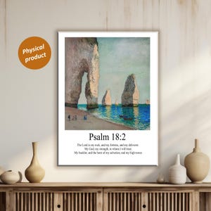 Psalm 18:2 Wall Decor Print, Coastal Landscape Wall Art, Inspirational Christian Decor, Bible Verse Beach Scene