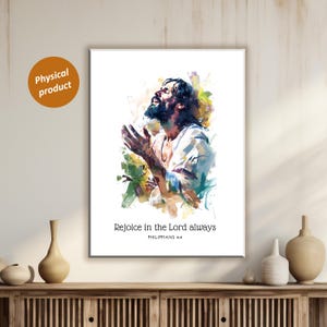 Canvas Wall Art, Bible Verse Printable, Christian Decor, Inspirational Philippians 4 4, Matte Stretched 0 75&quot;