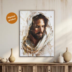 Retrato de Jesucristo: Arte religioso de pared en lienzo estirado