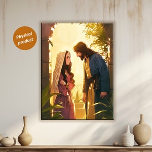 Jesus and Samaritan Woman Wall Decor Woman at the Well Wall Art Biblical Scene Art Christian Living Room Art