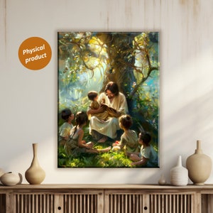 Jesus Teaching Children Wall Decor Jesus and Children Wall Art Christ with Children Painting For Living Room