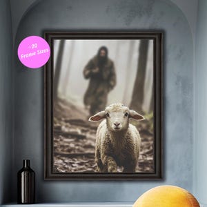 Lost Lamb Wall Decor Jesus Lamb of God Wall Art Jesus and Lamb Wall Art Loss Sheep with Jesus Home Decor Jesus Running After a Lost Lamb
