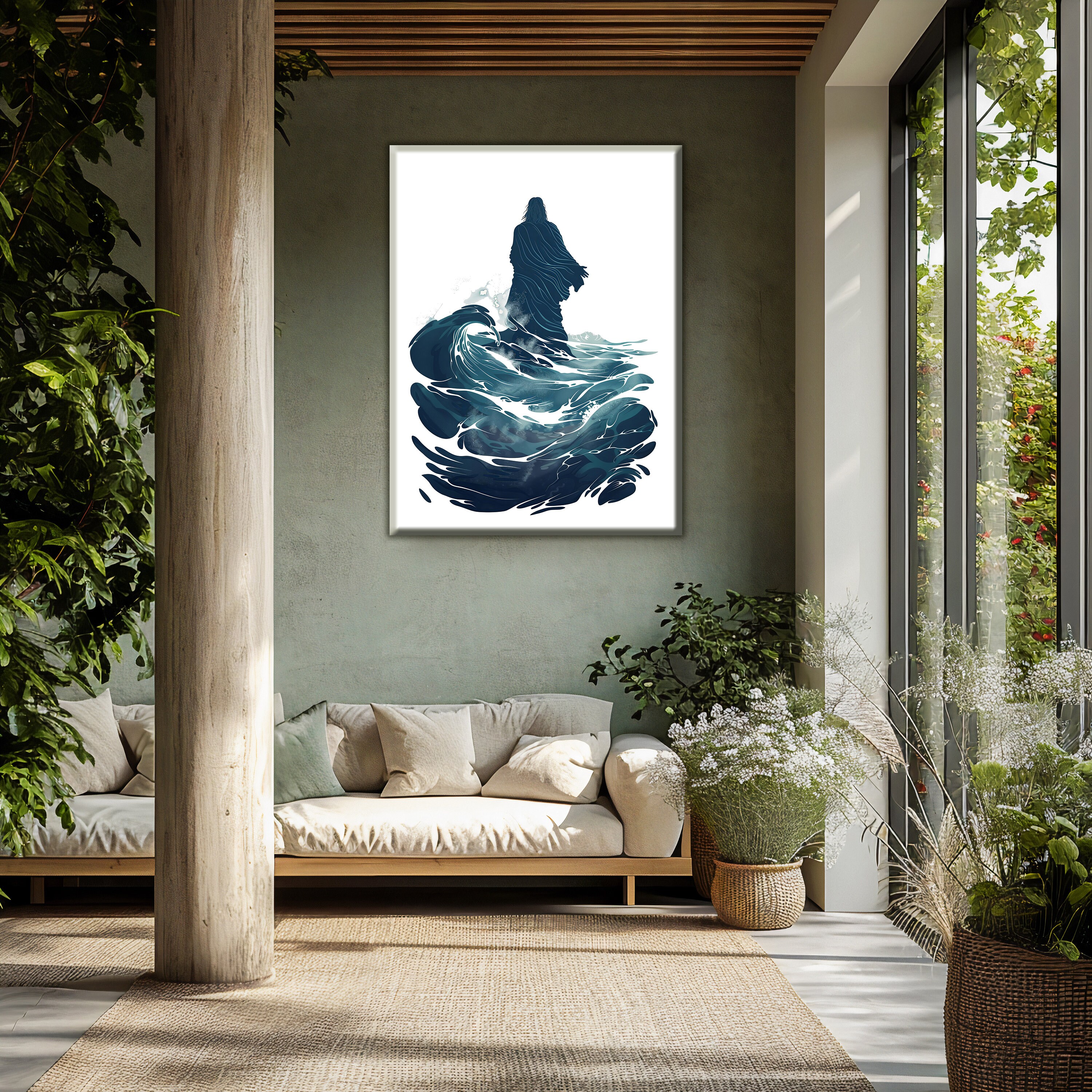 Wandbild 'Jesus Geht Auf Dem Wasser' – Gerahmter Leinwanddruck, Christliche Kunst, Religiöse Deko