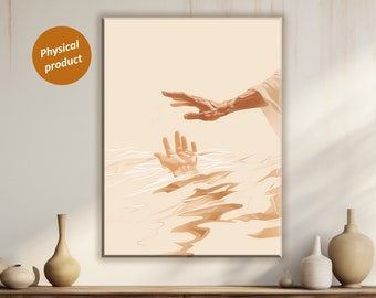 Jesus Reaching Hand Canvas Wall Art: Inspirational Bedroom Decor
