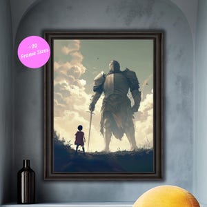 David and Goliath Scripture Art: Christian Wall Decor (Digital Download)