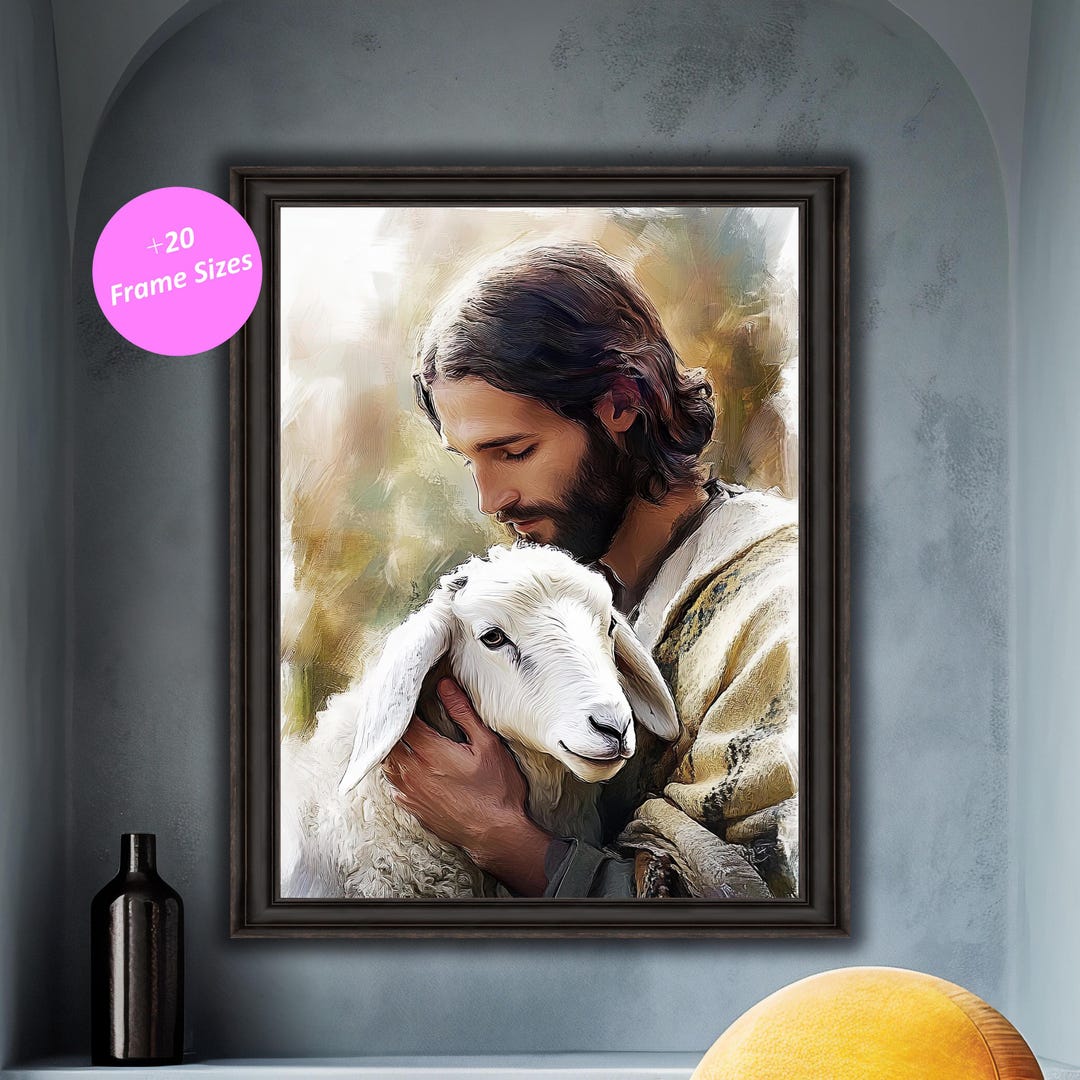 Jesus and Lamb Art Print: Inspirational Christian Wall Decor (digital ...