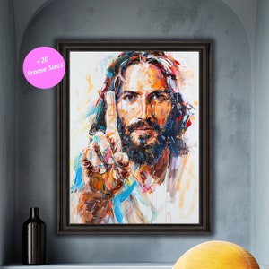 Abstract Modern Jesus Christ Print, Vibrant Christian Wall Art, Contemporary Religious Decor