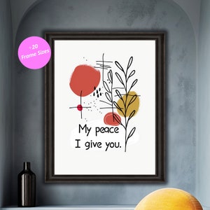La mia pace, ti do un'opera d'arte murale, stampa artistica naturalistica, arredamento moderno per la casa, poster scaricabile digitalmente, dipinto con citazione cristiana per l'arredamento del soggiorno