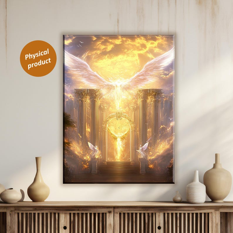 Seraphim Angels Heaven Gateway Painting for Living Room Decor