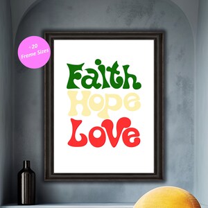 Faith Hope Love Retro Print: 70s Style Bible Verse (Digital Download)