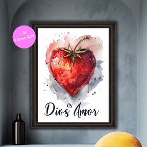 Dios Es Amor Print: Christian Home Decor, Love Quote (Digital Download)