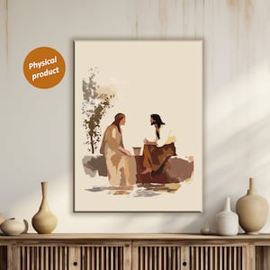 Samaritan Woman & Jesus Painting For Christian Home jesus samaritan Wall Decor Jesus Artwork Jesus and woman For Living Room Decor