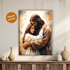 Jesus Comforting Girl Canvas Print: Christian Home Decor