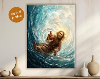 Jesus erreichen Petrus, Hand Gottes, findet Christus, katholische Kunst, Jesus Malerei