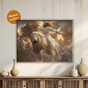Jesus The Lion of Judah, Canvas Print, Religious Wall Art, Christian Home Decor, Heavenly Lion Art, Multi-Size Stretched Art, Bible Art