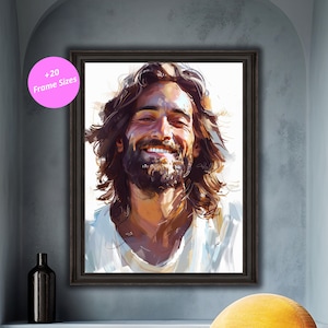 Smiling Jesus Portrait: Christian Home Decor Art Print (Digital Download)