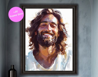 Smiling Jesus Portrait: Christian Home Decor Art Print (Digital Download)