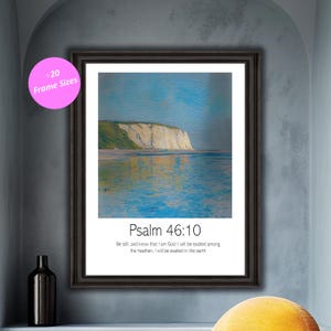 Psalm 46, wall art, Christian Quotes, Beach Scenery, poster for christians, vintage wall art, christian decoration, psalm 23 sign